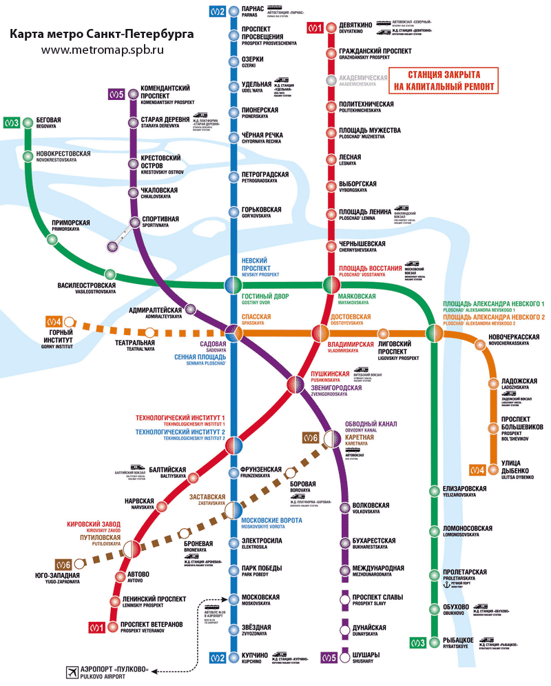 Карта метрополитена Санкт-Петербурга